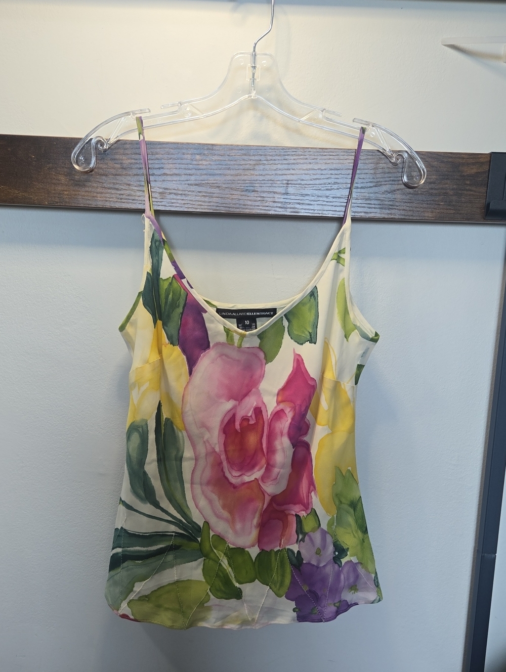 Ellen Tracy Floral Watercolor Silk Cami Y2K